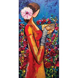 Shazly Khan, Sunshine, 18 x 36 Inch, Acrylic on Canvas, Figurative Paintings, AC-SZK-168